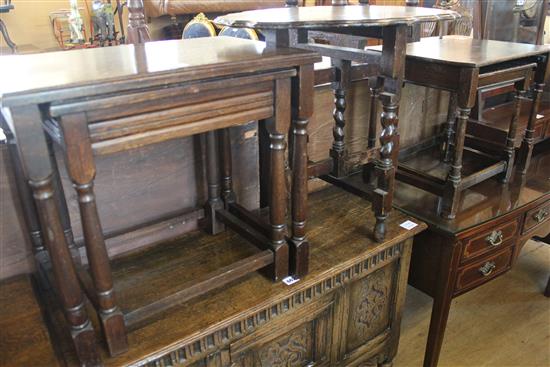 Small oak folding table & 2 sets of 2 tables